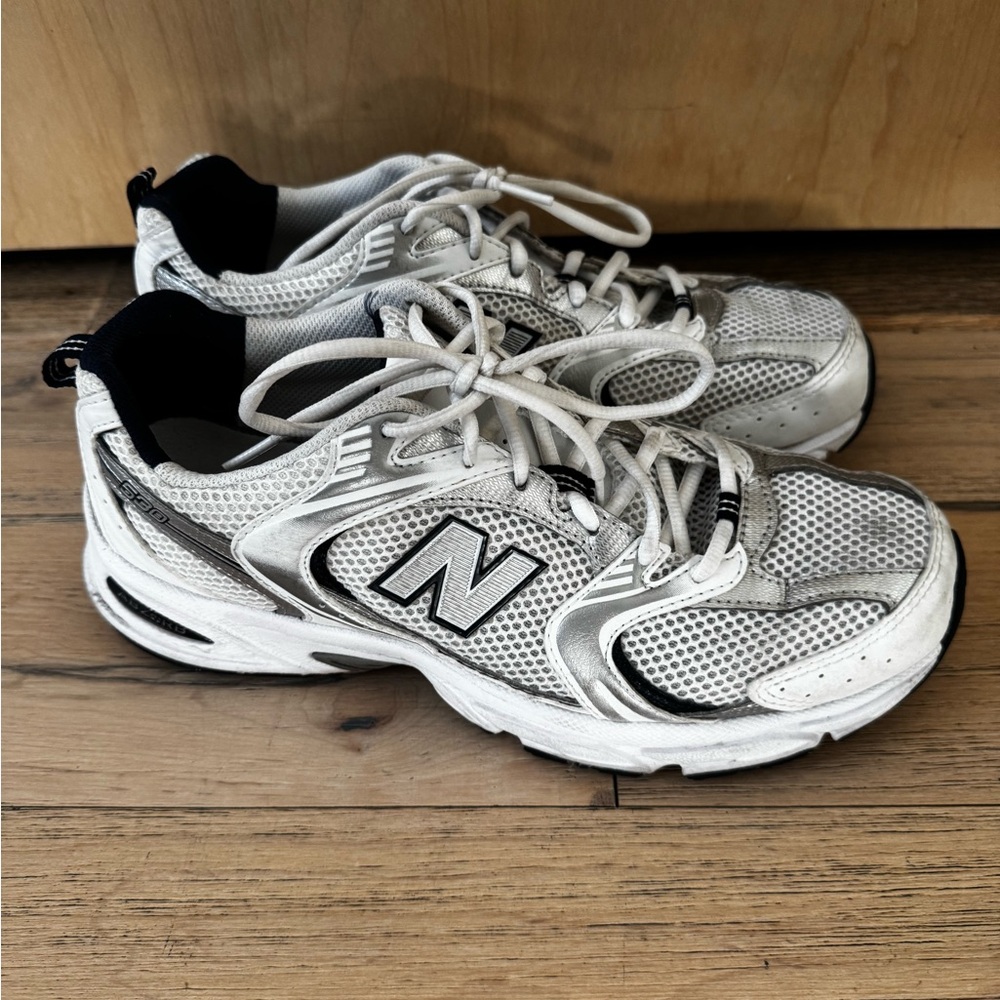 New Balance White and Gray Athletic Sneakers